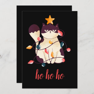 Funny Sarcastic Cat Ho Ho Ho Christmas Holiday Card