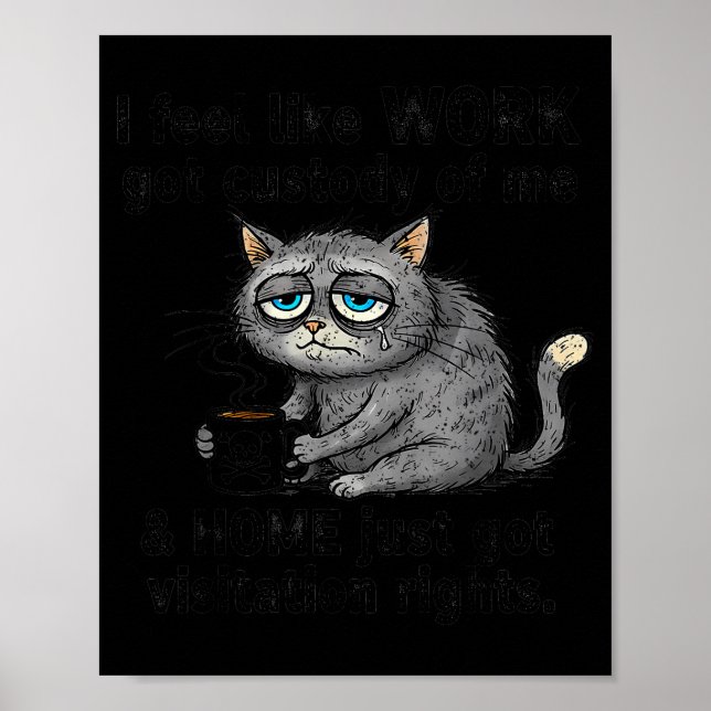 Funny Sarcastic Cat I Feel Like Work Got Custody O Poster (Front)