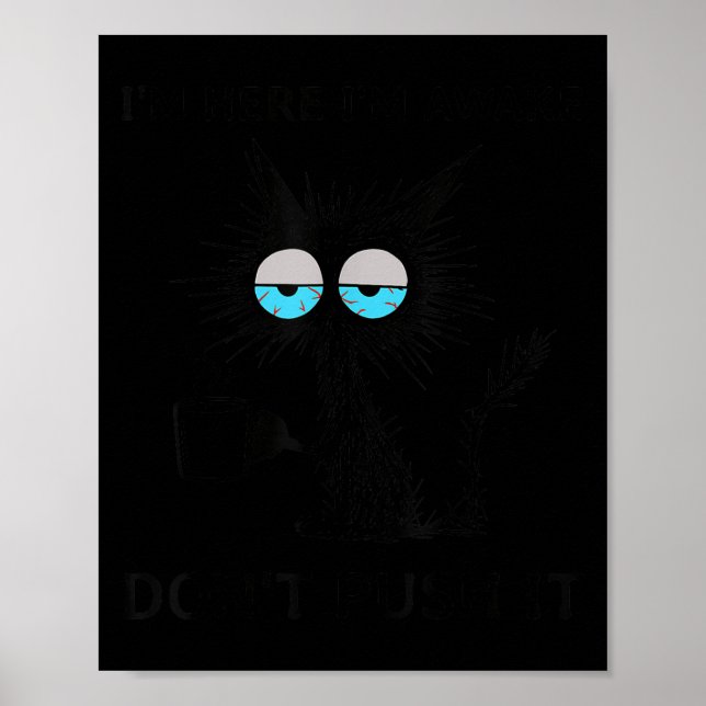 Funny Sarcastic Cat Meme I'm Here I'm Awake Don't  Poster (Front)