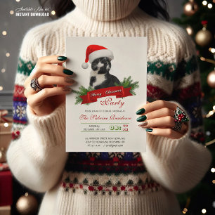 Funny Sarcastic Cat Santas Hat Christmas Party Invitation
