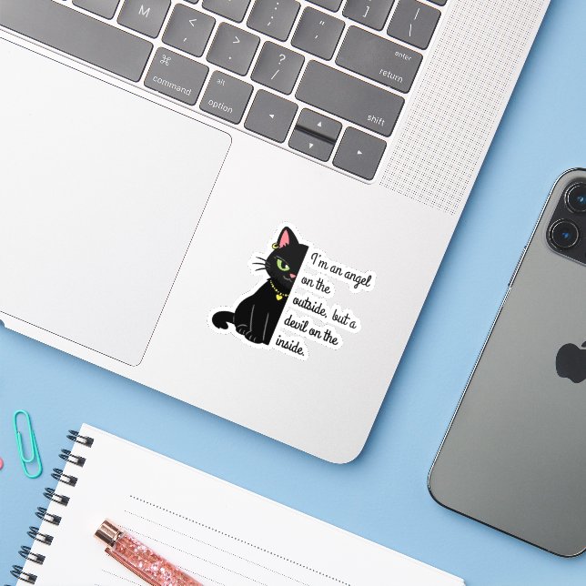 funny sarcastic cat stickers (Laptop w/ iPhone)