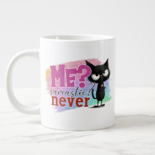 Funny sarcastic cat word art large coffee mug