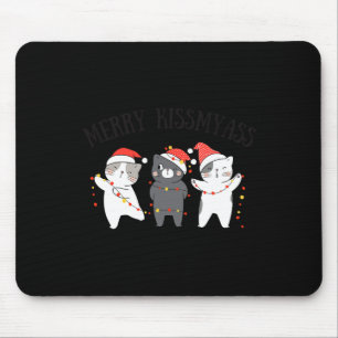 Funny Sarcastic Cats Merry Kissmy Xmas Pyjamas Chr Mouse Pad