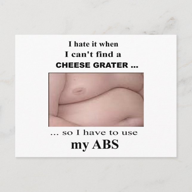 Funny Sarcastic Cheese Grater Abs Postcard (Front)