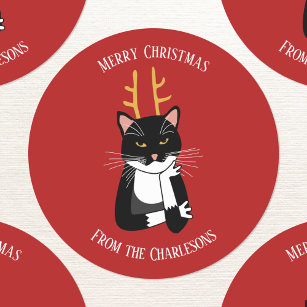 Funny Sarcastic Christmas Cat Classic Round Sticker