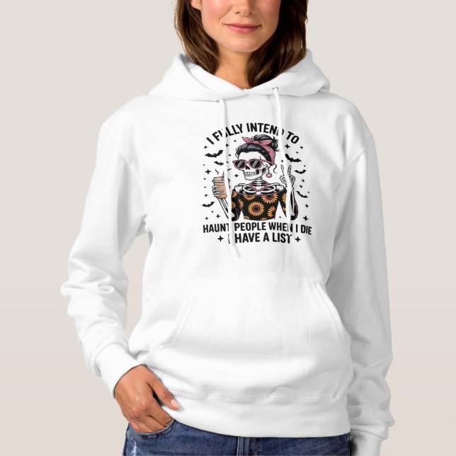 Funny Sarcastic Coffee Skeleton Halloween Humour Hoodie (Front)