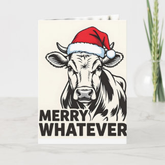 Funny Sarcastic Cow Merry Whatever'' Couple Cow  Card
