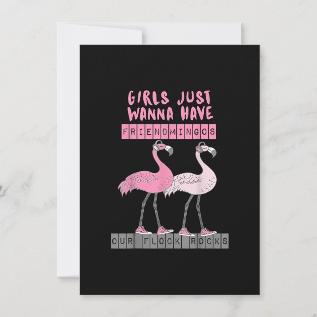 Funny Sarcastic Flamingo Our Flock Rocks Friendmin Invitation (Front)
