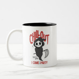 Funny Sarcastic GrimReaper Halloween Party  Two-Tone Coffee Mug