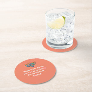 Funny Sarcastic Hanukkah Chanukah Cellphone Quote Round Paper Coaster