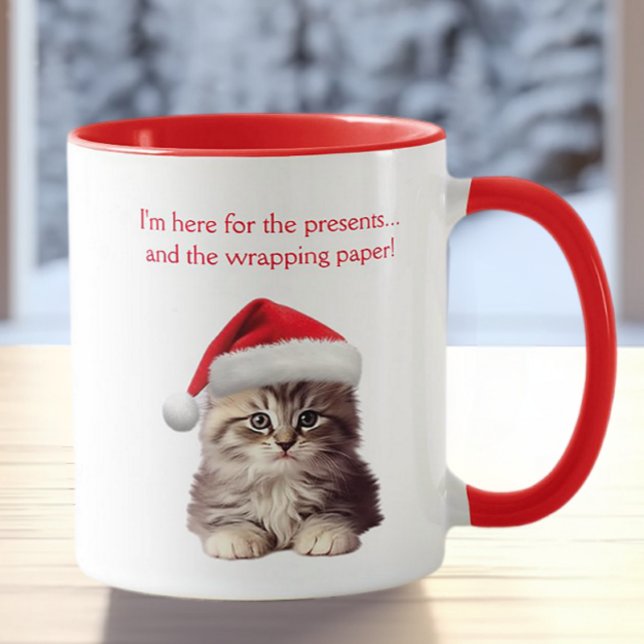 Funny Sarcastic Maine Coon Cat Santa Hat Custom Mug (Creator Uploaded)