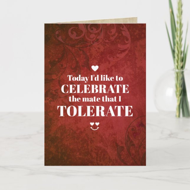 Funny Sarcastic Mate Who Tolerates Valentine's Day Holiday Card (Front)