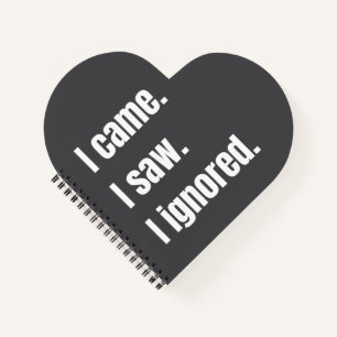 Funny Sarcastic Quote I Came I Saw I Ignored Meme  Notebook