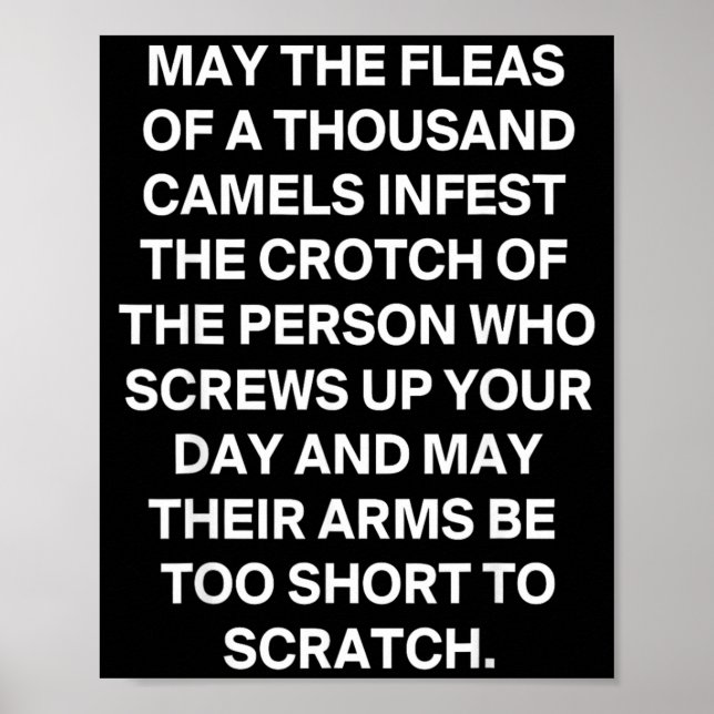 Funny Sarcastic Quote May The Fleas of A Thousand Poster (Front)