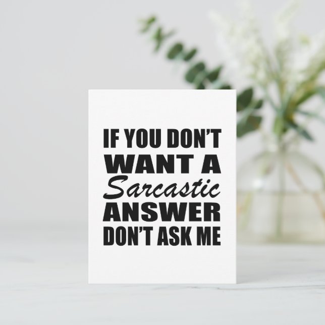 Funny sarcastic quotes humour sarcasm introvert postcard (Standing Front)