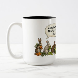 Funny Sarcastic Rabbits vs Gardener Quote Two-Tone Coffee Mug