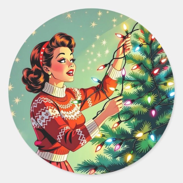 Funny Sarcastic Retro Christmas Humor Classic Round Sticker (Front)