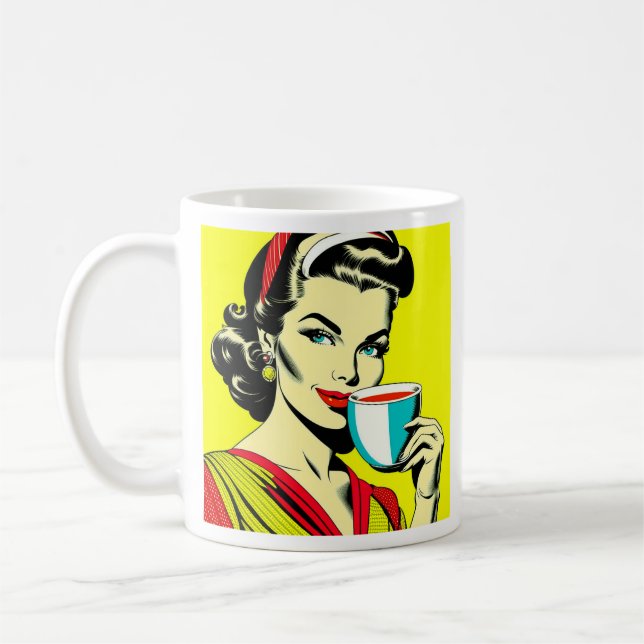Funny Sarcastic Retro Lady Coffee Humour Mug (Left)
