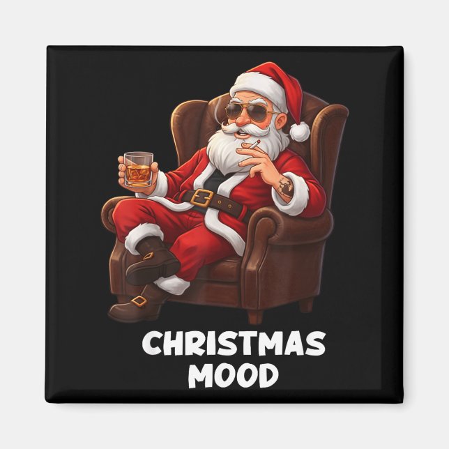 Funny Sarcastic Santa Smoking And Drinking “christ Magnet (Front)
