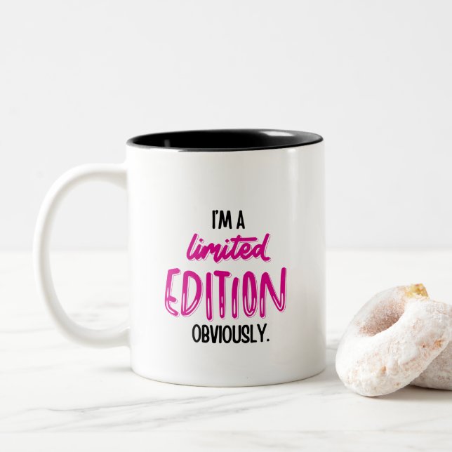 Funny Sarcastic Self-Love Quote Two-Tone Coffee Mug (With Donut)