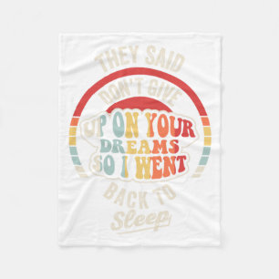 Funny Sarcastic Sleeping Quote Retro Graphic Fleece Blanket