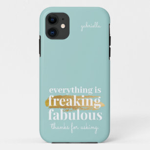 Funny Sarcastic Teal Freaking Fabulous Saying Case-Mate iPhone Case
