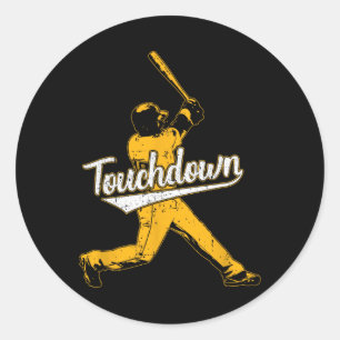 Funny Sarcastic Touchdown Baseball Football Sports Classic Round Sticker