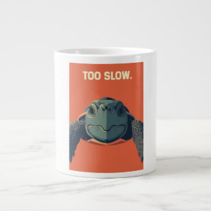 Funny Sarcastic Turtle Too Slow Poster - Ironic Mo Large Coffee Mug