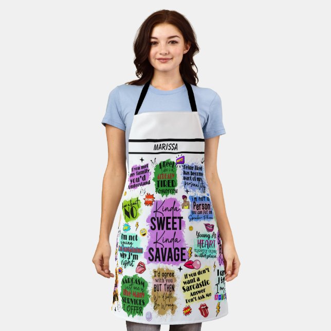 Funny Sarcastic Typography Customisable Name Apron (Worn)
