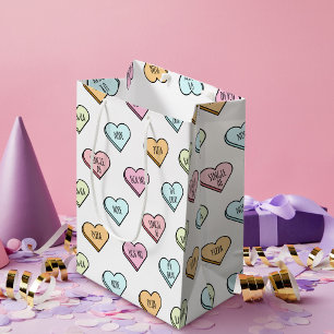 Funny Sarcastic Valentine’s Candy Heart Pattern Medium Gift Bag