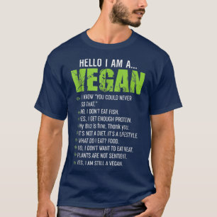 Funny Sarcastic Vegetarian Gift, Hello I'm A Vegan T-Shirt