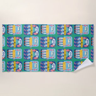 Funny Sardine Nautical Beach Towel