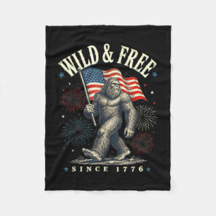 Funny sasquatch american flag wild and since 1776  fleece blanket