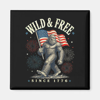 Funny sasquatch american flag wild and since 1776  magnet