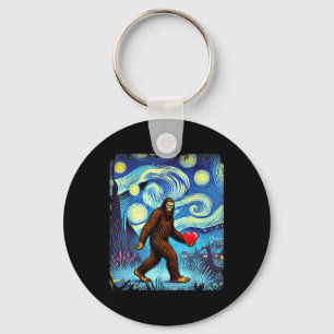 Funny Sasquatch Bigfoot Heart Valentines Day Boys Key Ring