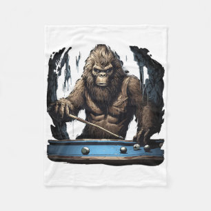 Funny Sasquatch Bigfoot Playing Billiards Fleece Blanket