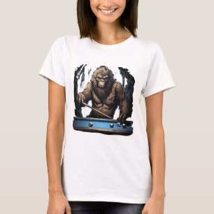 Funny Sasquatch Bigfoot Playing Billiards T-Shirt