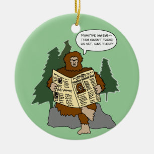 Funny Sasquatch Cartoon Christmas Tree Ornament
