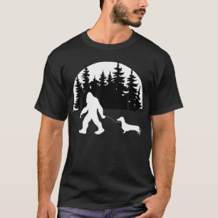 Funny Sasquatch Costume Wiener Dog Bigfoot Walking T-Shirt