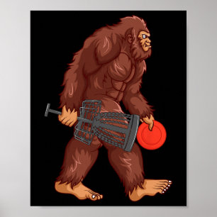 Funny Sasquatch Lover Disc Golf Gift Bigfoot Disc  Poster