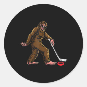 Funny Sasquatch Lover Ice Hockey Team Player Gift Classic Round Sticker