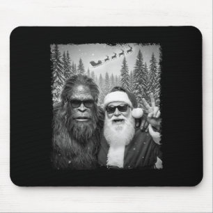 Funny Sasquatch Meme Cool Selfie With Santa Christ Mouse Pad