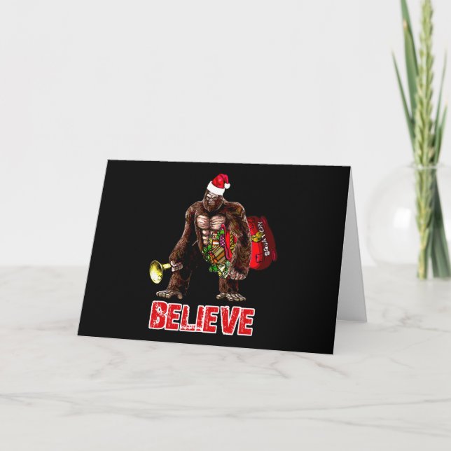 Funny Sasquatch Santa Claus Christmas Design Holiday Card (Front)