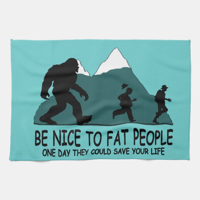 Funny Sasquatch Tea Towel (Horizontal)