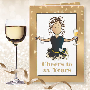 Funny Sassy Classy Gold Glitter Cartoon Birthday Card
