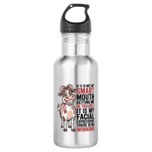 Funny Sassy Cow Smart Mouth Vintage Graphic_1 532 Ml Water Bottle