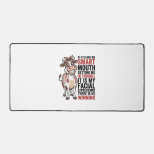 Funny Sassy Cow Smart Mouth Vintage Graphic_1 Desk Mat