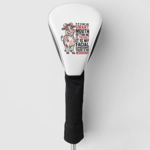 Funny Sassy Cow Smart Mouth Vintage Graphic_1 Golf Head Cover