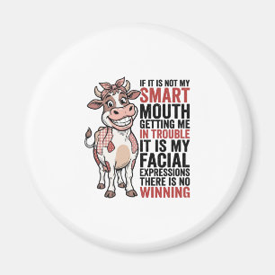 Funny Sassy Cow Smart Mouth Vintage Graphic_1 Magnet