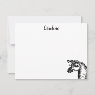 Funny Sassy No Drama Llama Drawing Black and White Card